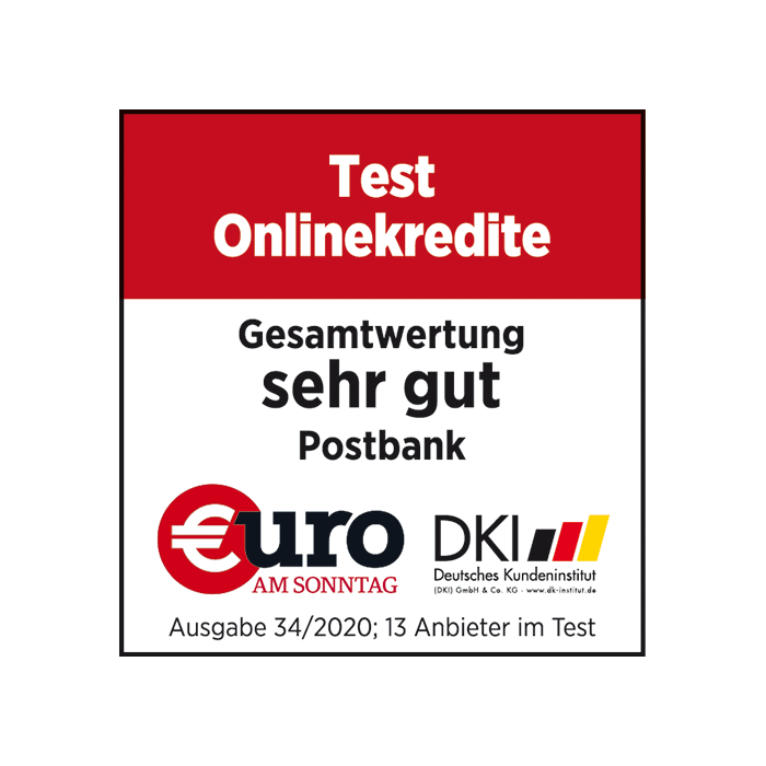 Euro am Sonntag zeichnet Postbank Privatkredit mit „sehr gut“ aus!