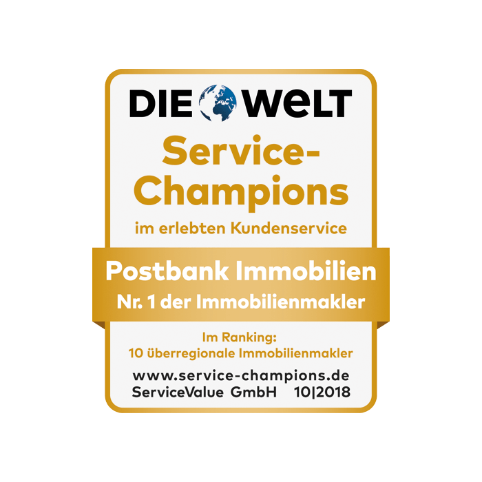 Postbank Immobilien ausgezeichnet als Service-Champion 2018