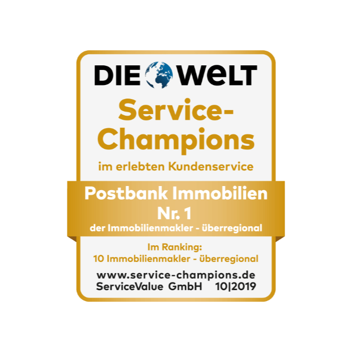 Postbank Immobilien GmbH ist Service-Champion 2019