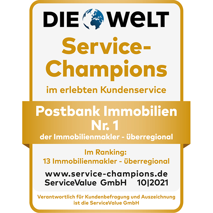 Postbank Immobilien ist Service-Champion 2021