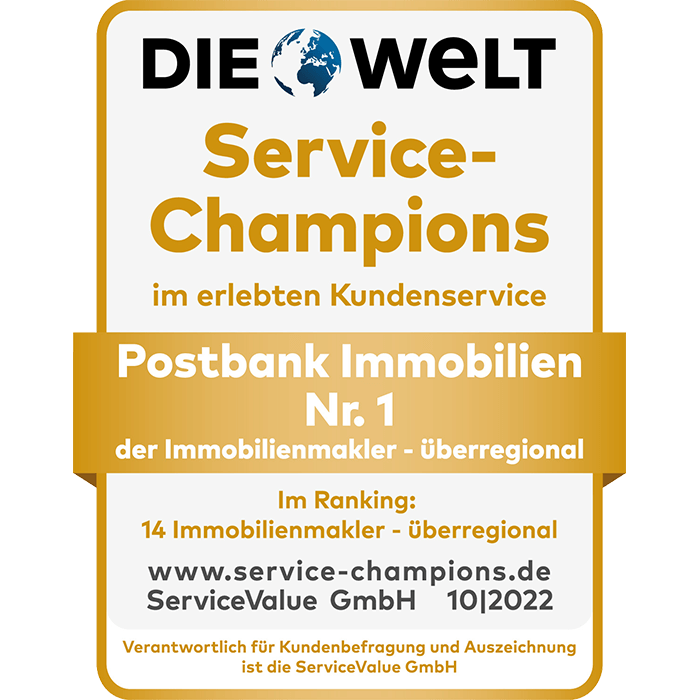 Postbank Immobilien ist Service-Champion 2022