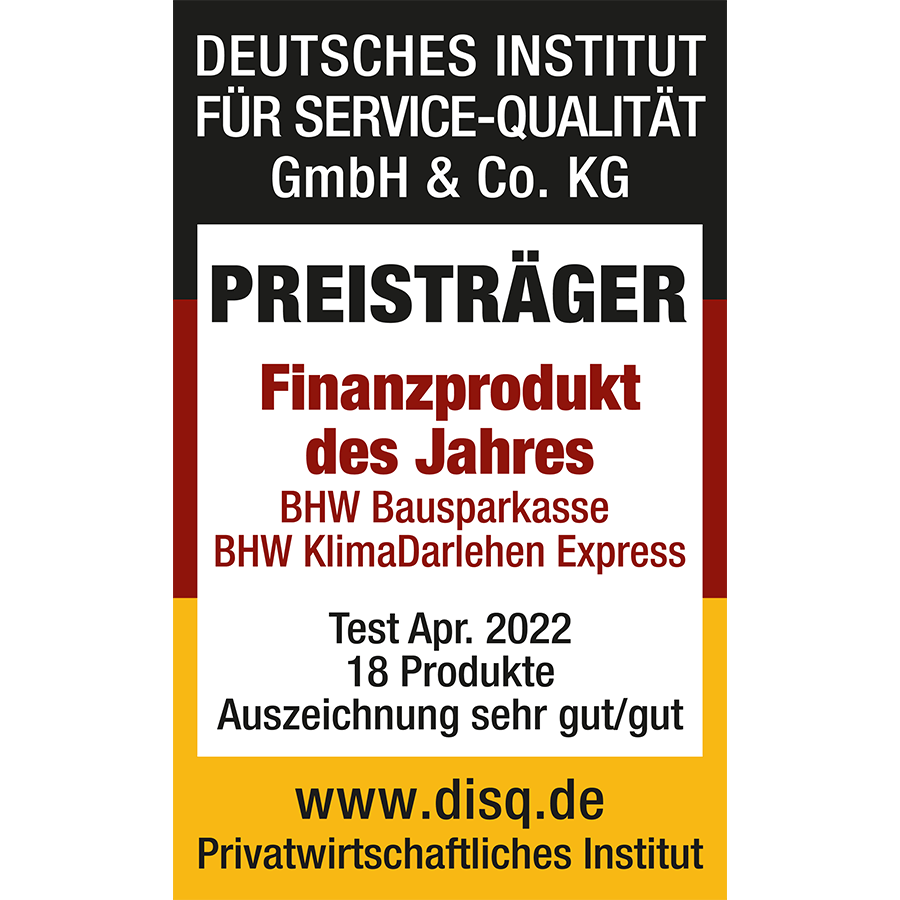 BHW KlimaDarlehen Express ist Finanzprodukt des Jahres 2022
