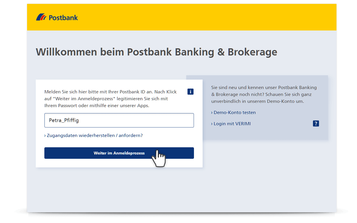 Mit Postbank ID anmelden