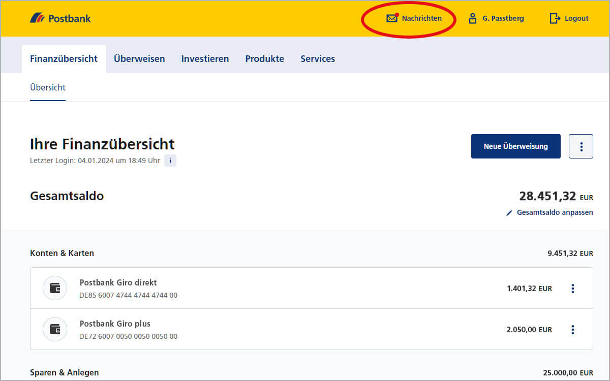 Kontoauszug herunterladen und ausdrucken Postbank