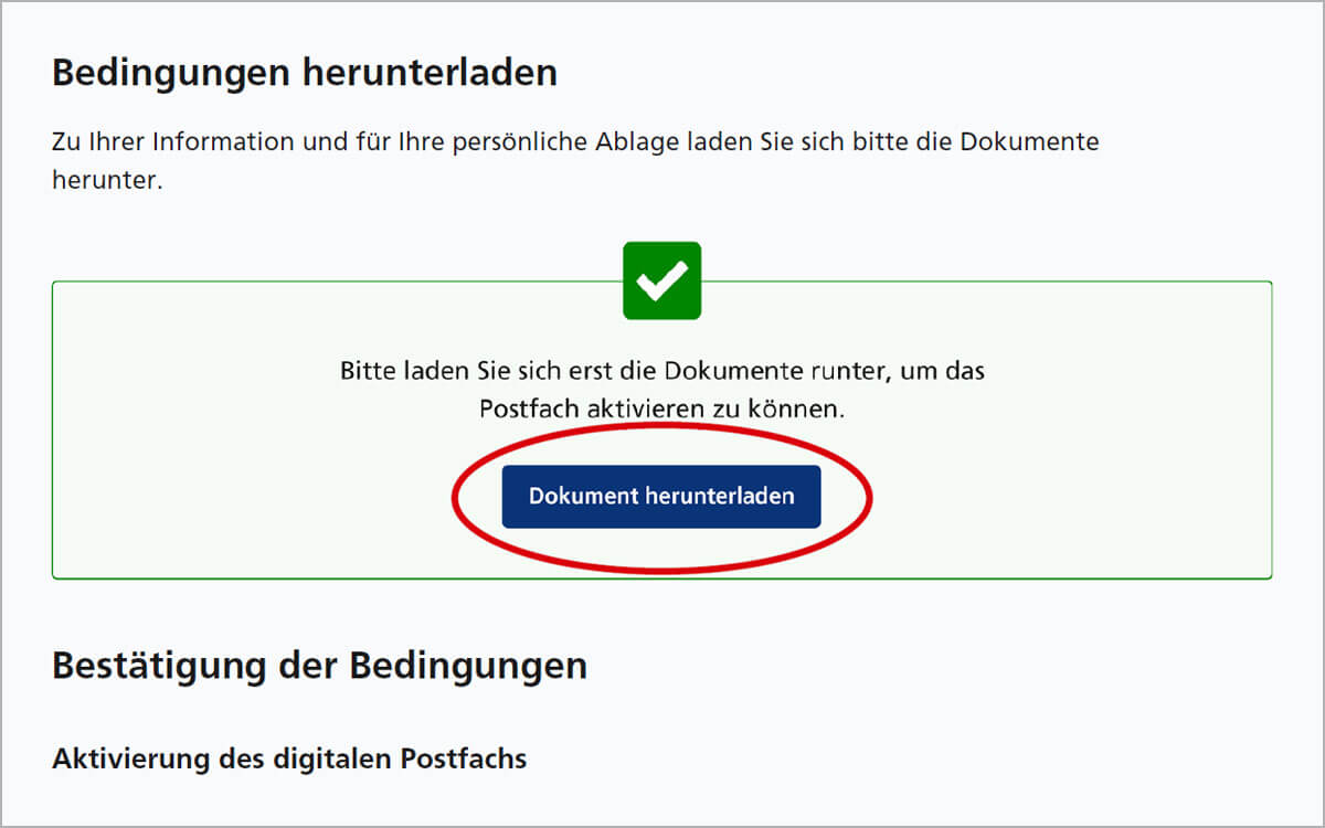 So empfangen Sie Nachrichten im Postbank Online-Banking – Geschäftsbedingungen bestätigen