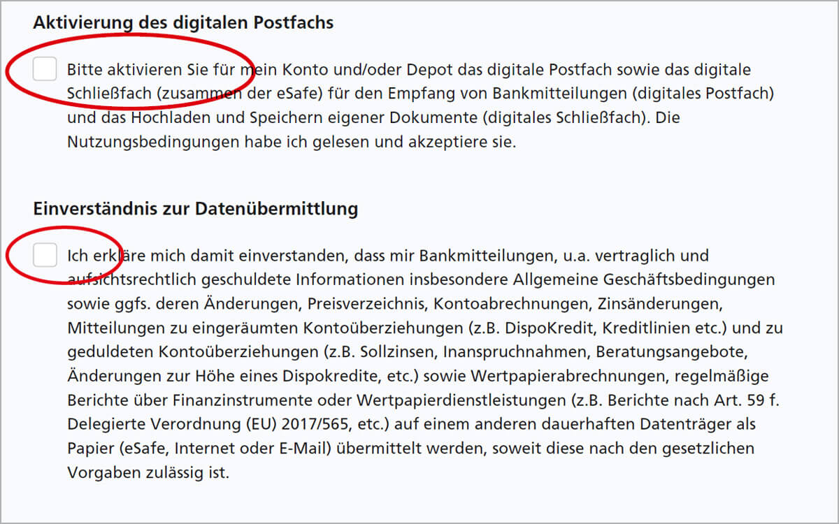 So empfangen Sie Nachrichten im Postbank Online-Banking – Nutzungsbedingungen und Datenübermittlung zustimmen