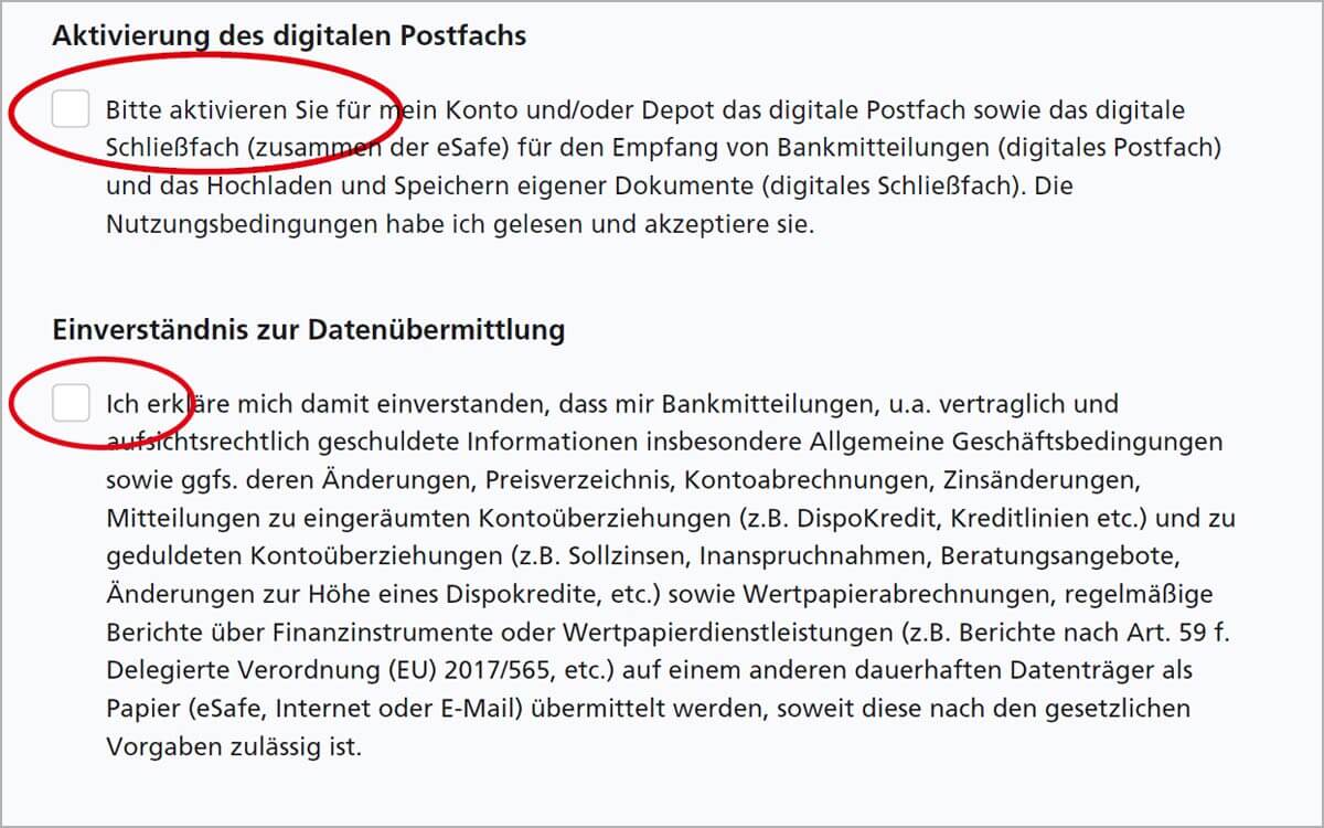 Postfach für das Wertpapierdepot aktivieren – Nutzungsbedingungen und Datenübermittlung