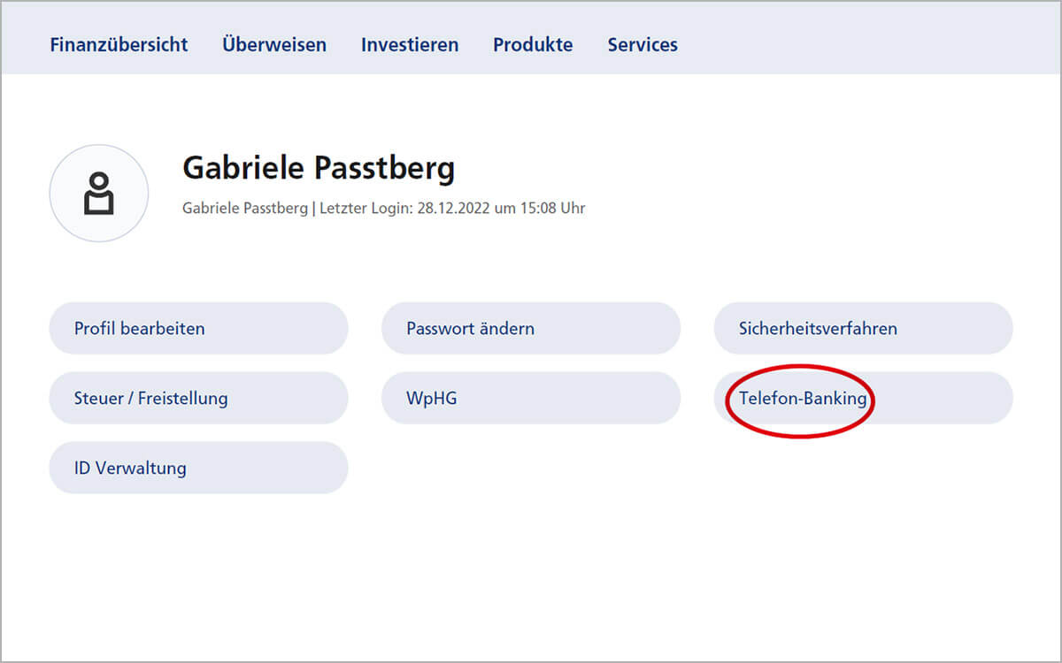 So starten Sie das neue Postbank Telefon-Banking – Telefon-Banking auswählen