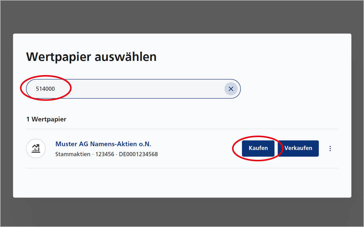 Wertpapiere ordern – Wertpapier bestimmen