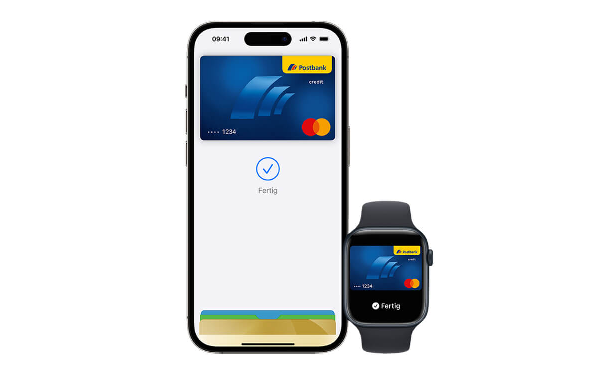Ein iPhone und eine Apple Watch zeigen Apple Pay