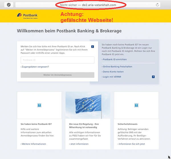 Diese Seite stammt aber nicht von der Postbank!