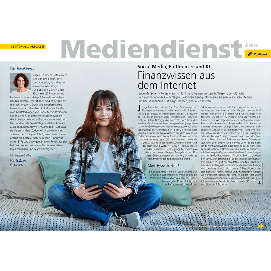 Ansicht des Postbank Mediendienstes 3/2025