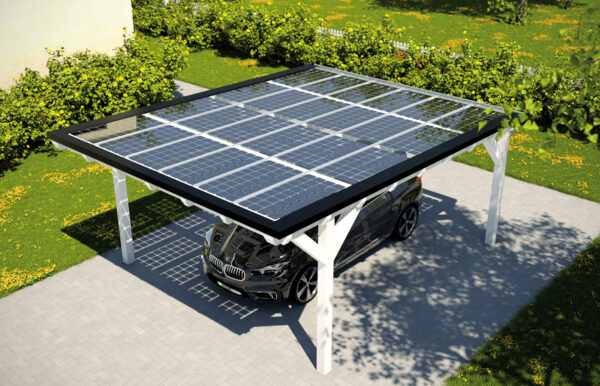 <p>Ein echter Hingucker: Photovoltaik auf dem Carport<br> Bild Nr. 6244, Quelle: www.solarcarporte.de/BHW Bausparkasse</p>